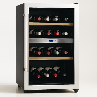 Wine Cooler Designed for Collectors, UV Glass Protection, Beechwood Shelves, Low-Vibration Compressor
