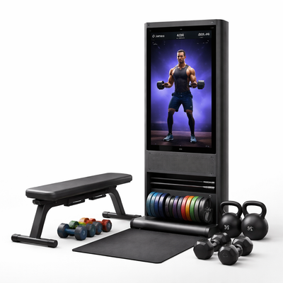 Smart Home Gym System Built to Track Performance, AI Coaching, 4K Mirror Display, Complete Equipment Set