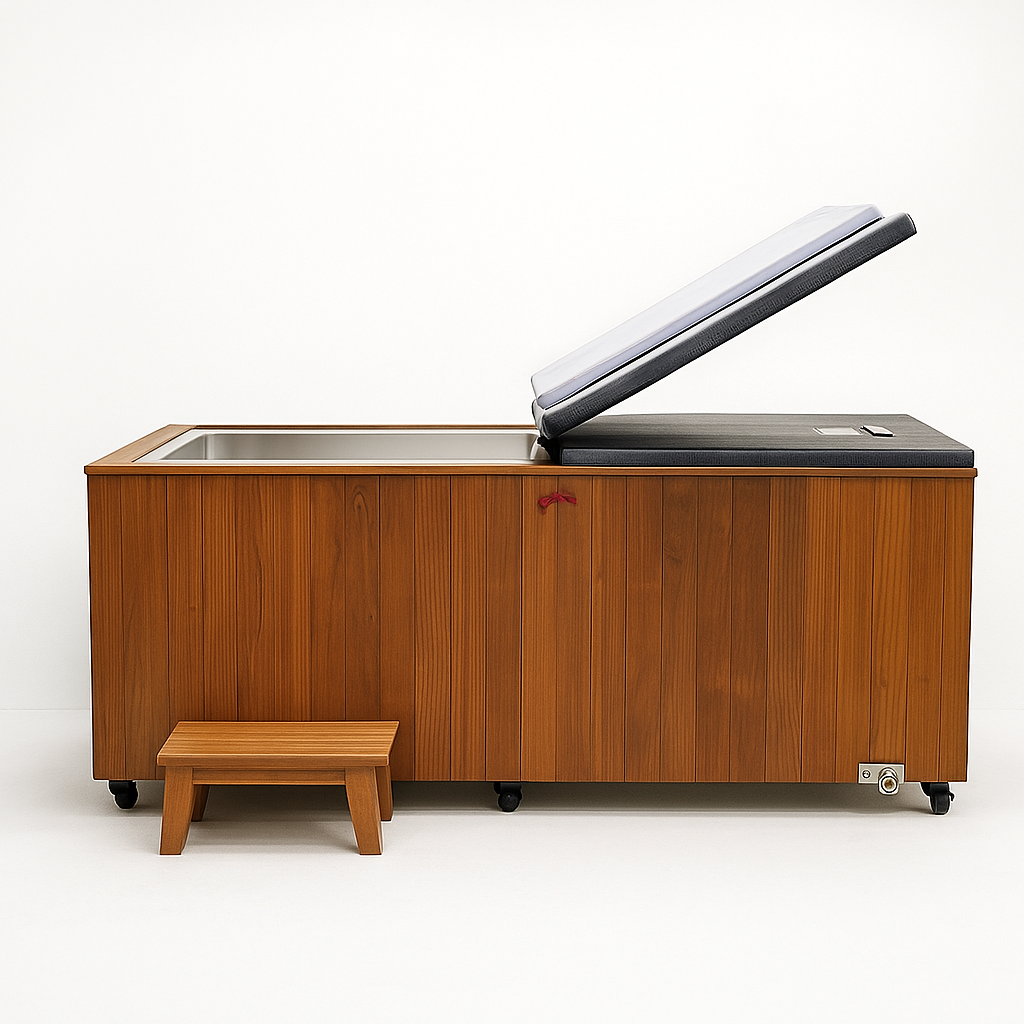 Cold Plunge Tub Engineered for Daily Recovery, 304 Stainless Steel, Cedar Cabinet, 1.5 HP Chiller
