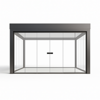 Smart Pergola Pavilion Built for Year-Round Use, Motorized Roof Panels, Tempered Glass Walls, Integrated LED