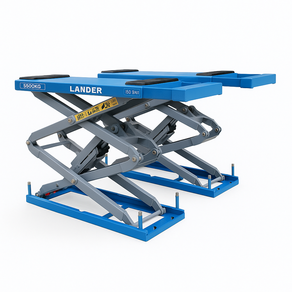 Scissor Car Lift Built for Professional Use, 5,500 kg Capacity, Low-Profile Design, Twin Hydraulic System