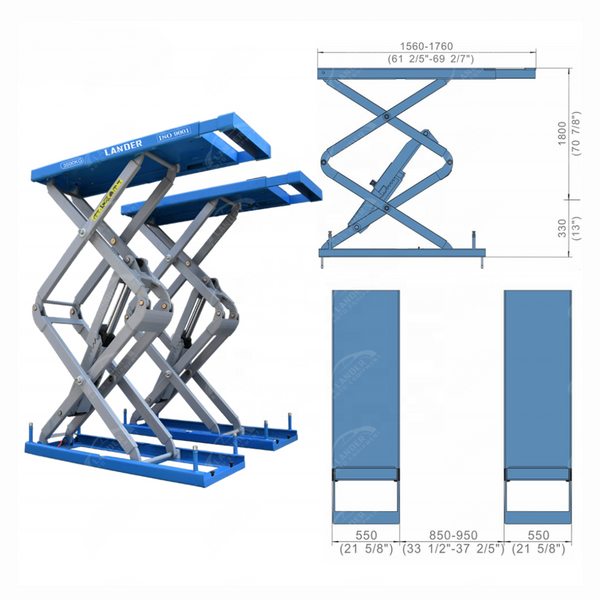 Scissor Car Lift Built for Professional Use, 5,500 kg Capacity, Low-Profile Design, Twin Hydraulic System