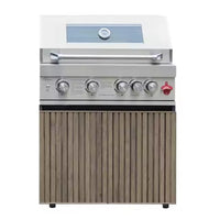 Outdoor Kitchen Island Built for Premium Grilling, Six-Burner Grill, Integrated Sink, Teak Wood Panels